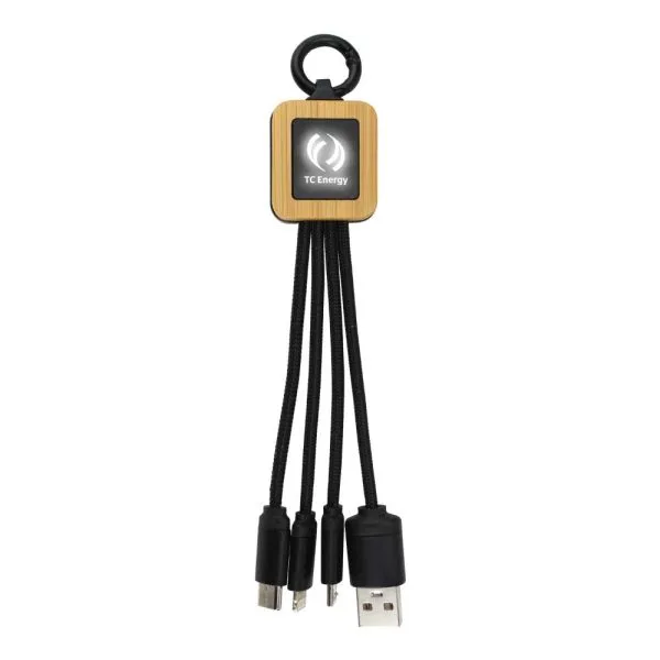 Bamboo Light Up Logo Multi-Charging Cables Type C