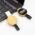Bamboo Round LED Logo USB with Strap 64GB V. 3.0