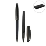 Black Metal Pen Set with Matte & Glossy Finish in PU Leather Box