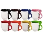 Two-Tone Ceramic Mugs with Spoon 11 oz