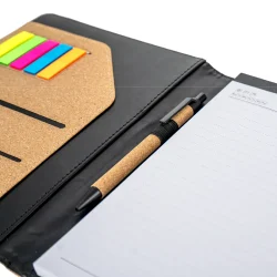 Cork-Cover-Folder-B5-Size-with-Notepad-Pen-and-Sticky-Notes-MB-10-Open-View-250x250