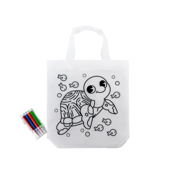 Mini Non-woven Bags 100GSM, 4Color Markers & Imprinted Turtle Outline