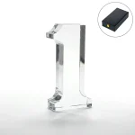 Crystal Glass Trophy in Number One Shape with Gold Lock Closure Box