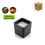 Scented Candle in Square Glass Bottle, Bamboo Lid, Oakmoss & Amber Scent