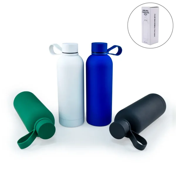 Stainless Steel Water Bottles 500ml – Double Wall, Matte, Rubber Coating