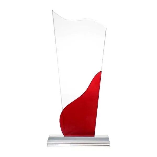 Tower Shaped Crystal Awards with Clear & Red Color Design
