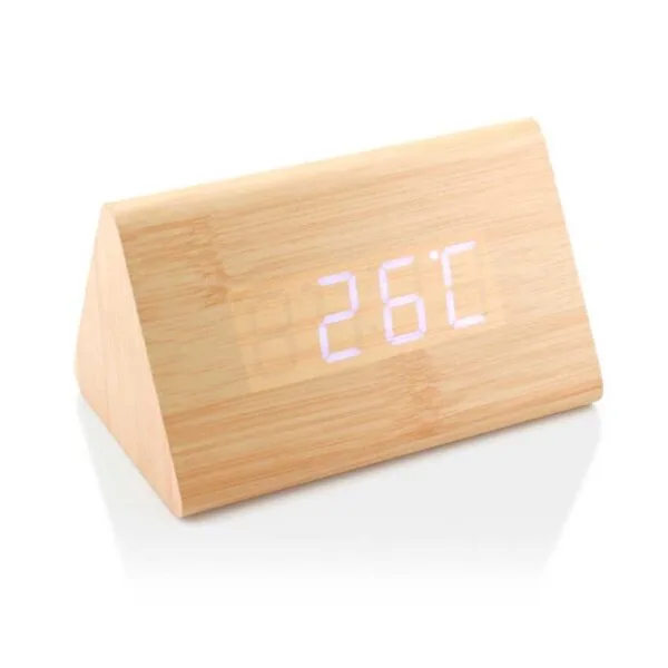 Triangular Wooden Digital Desk Clock Eco-Friendly