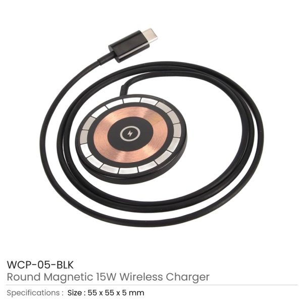 Round Magnetic 15W Fast Wireless Charger Type C